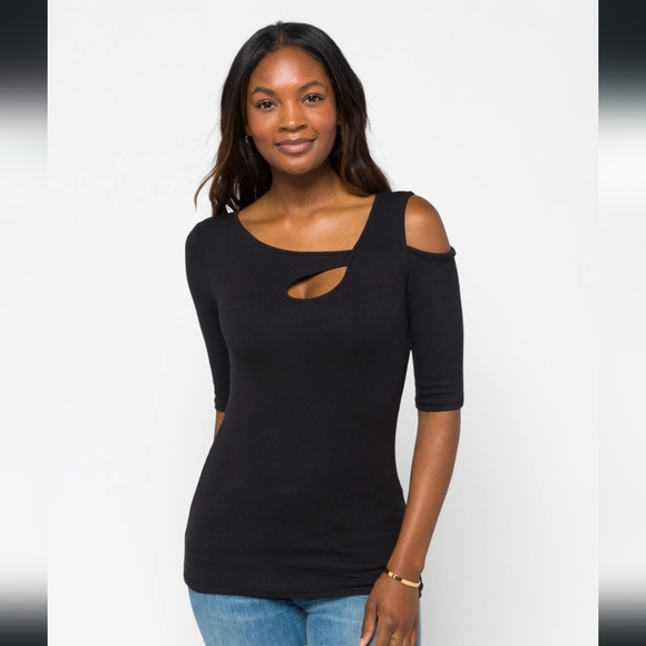GoldRay Tops - GoldRay 🖤 Asymmetric Cold Shoulder Top, Women's Med 🖤, Like New condition